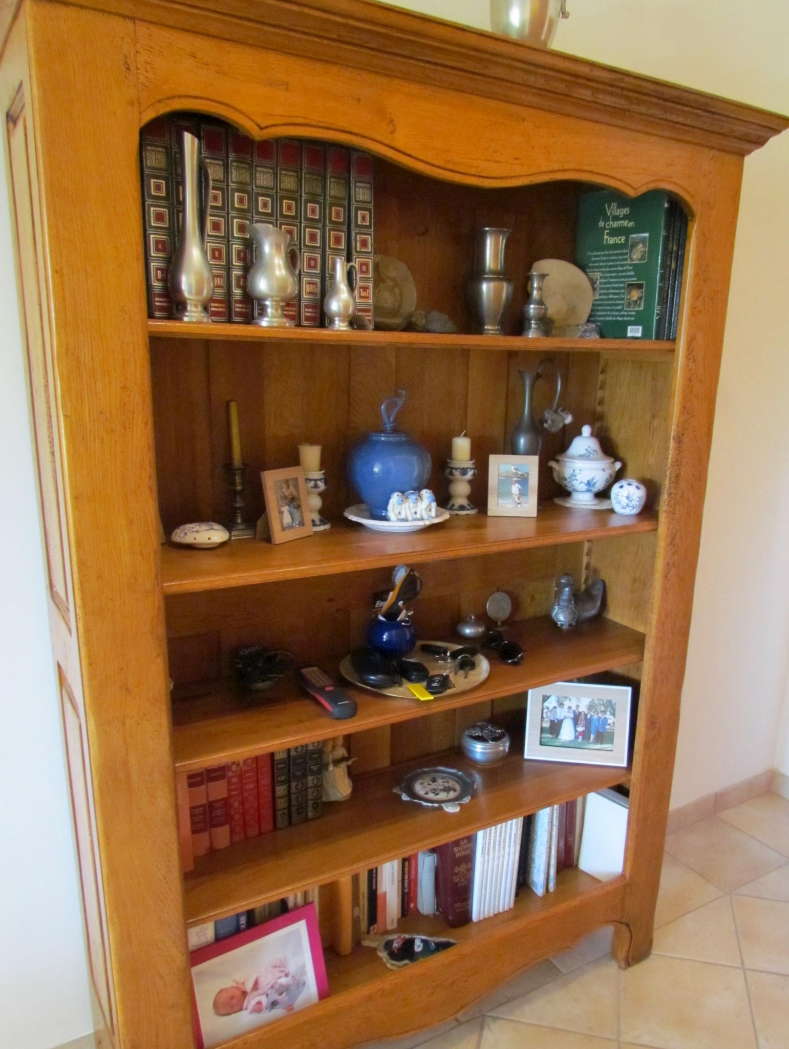 Vitrine Bibliothèque En Chêne Massif - 5 Étagères - 186cm De Haut